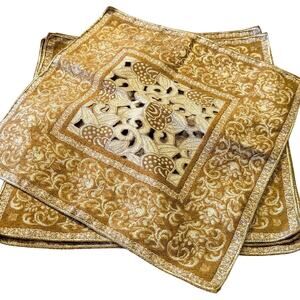 Vintage Set of 4 Gold Tabletop Placemats 14 X 15 Square